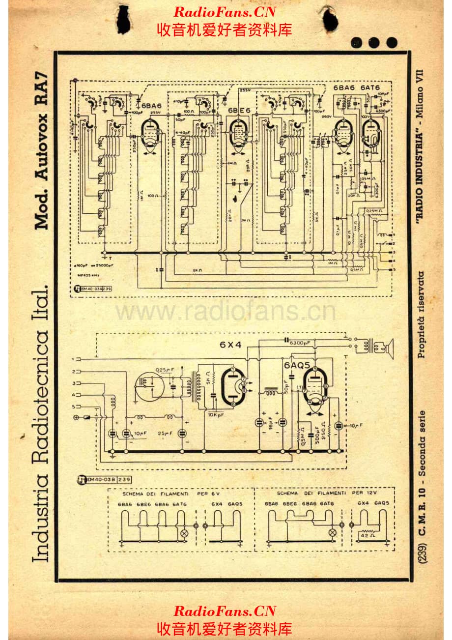 Industria Radiotecnica Italiana RA7 电路原理图.pdf_第1页