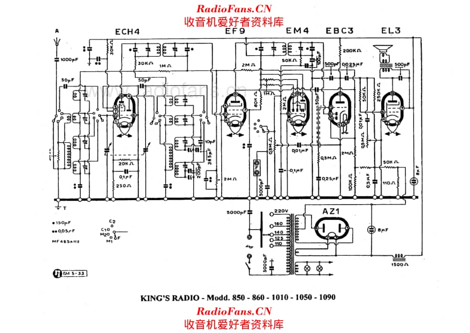 King's Radio 850 860 1010 1050 1090 电路原理图.pdf_第1页