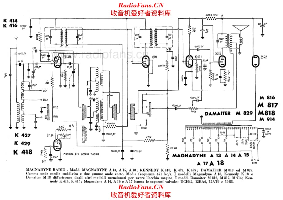 Magnadyne A13 Kennedy K418 Damaiter M818 电路原理图.pdf_第1页