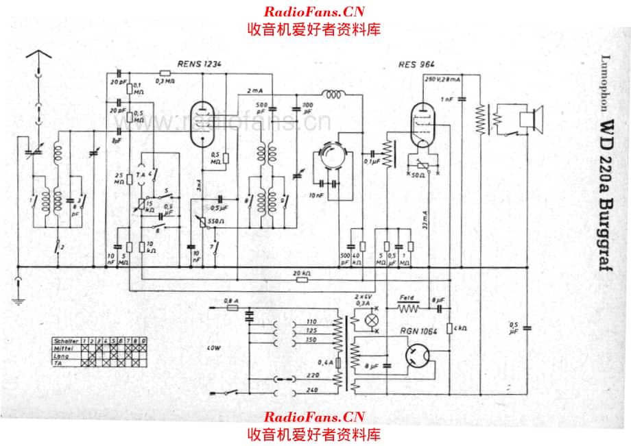 Lumophon WD220a Burggraf 电路原理图.pdf_第1页