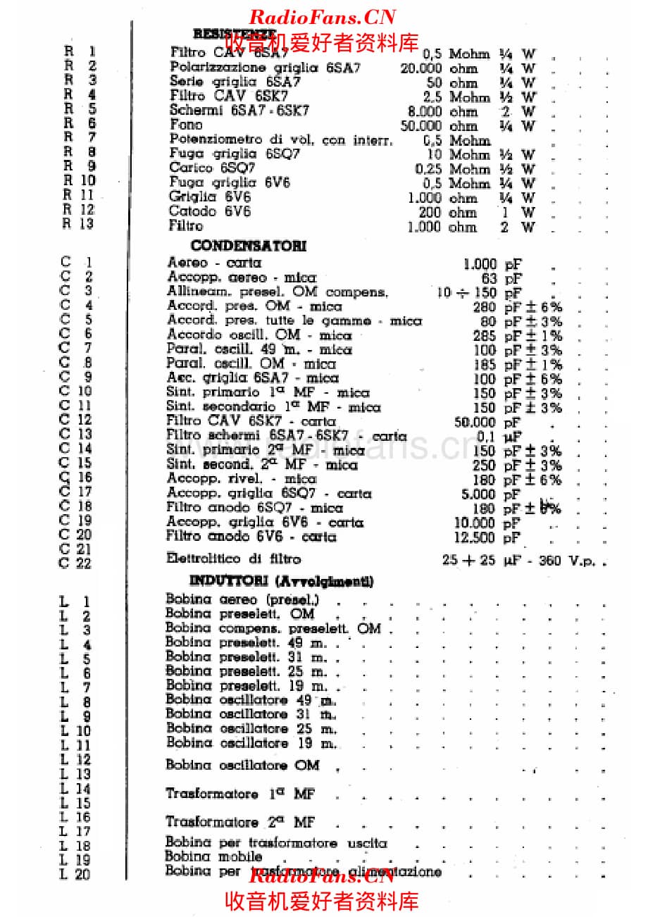 Radiomarelli 122 Components 电路原理图.pdf_第1页