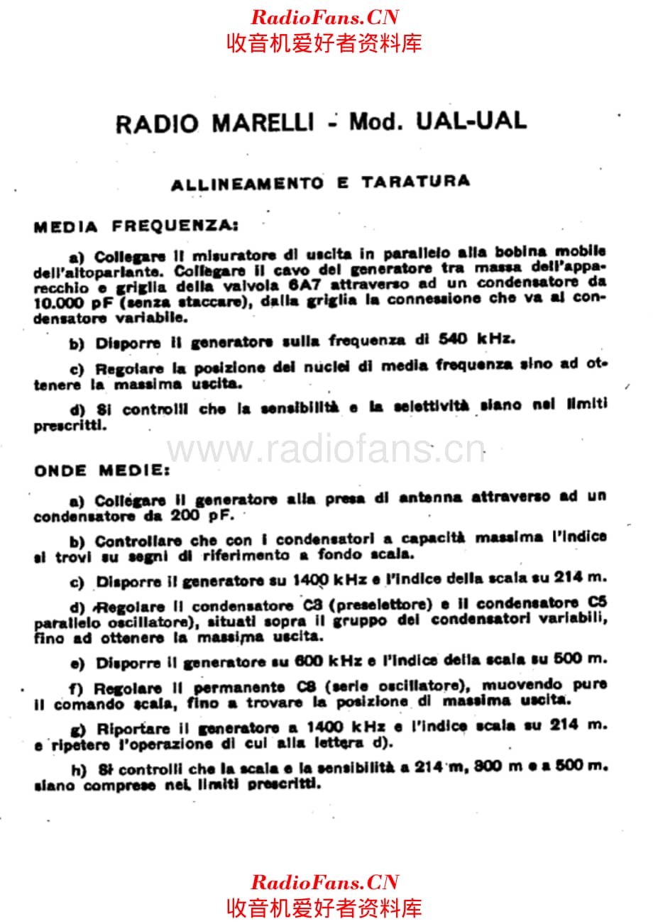 Radiomarelli Ual-Ual alignment 电路原理图.pdf_第1页