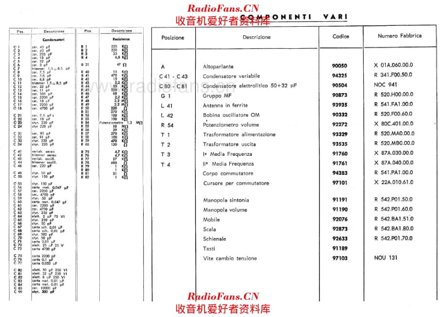 Telefunken Kid II R542 components 电路原理图.pdf_第1页