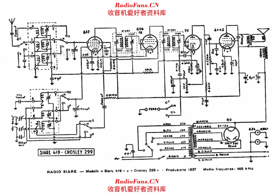 Siare 419 - Crosley 299 电路原理图.pdf_第1页