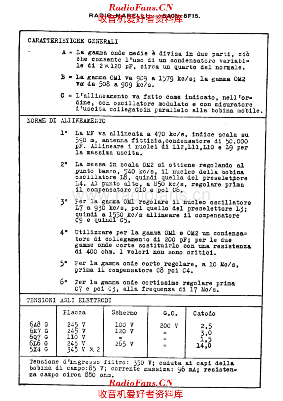 Radiomarelli 8A05 alignment 电路原理图.pdf_第1页