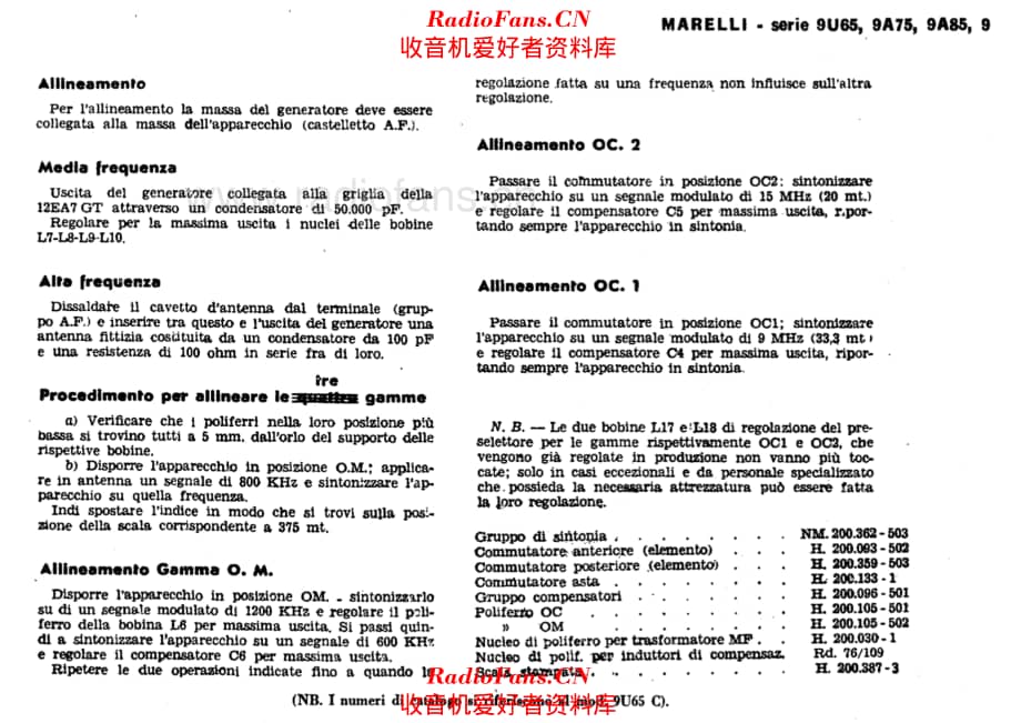 Radiomarelli 9U65C alignment 电路原理图.pdf_第1页