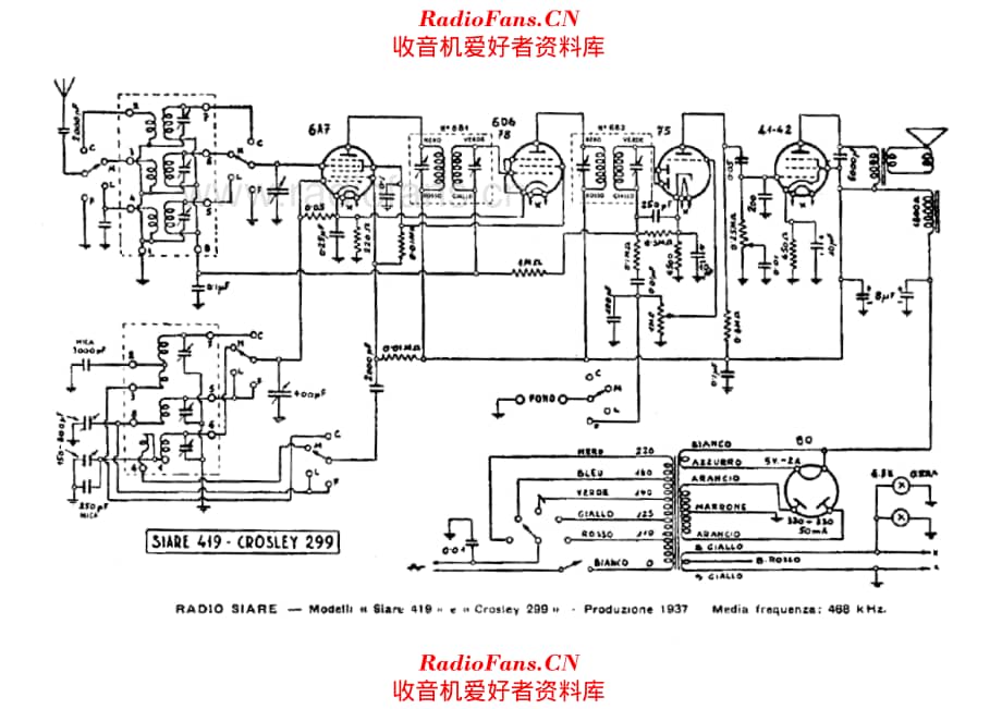 Siare 419 Crosley 299 电路原理图.pdf_第1页