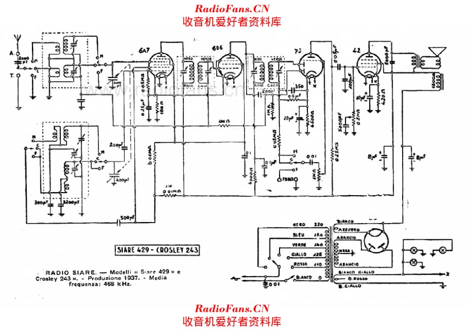 Siare 429 - Crosley 243 电路原理图.pdf_第1页