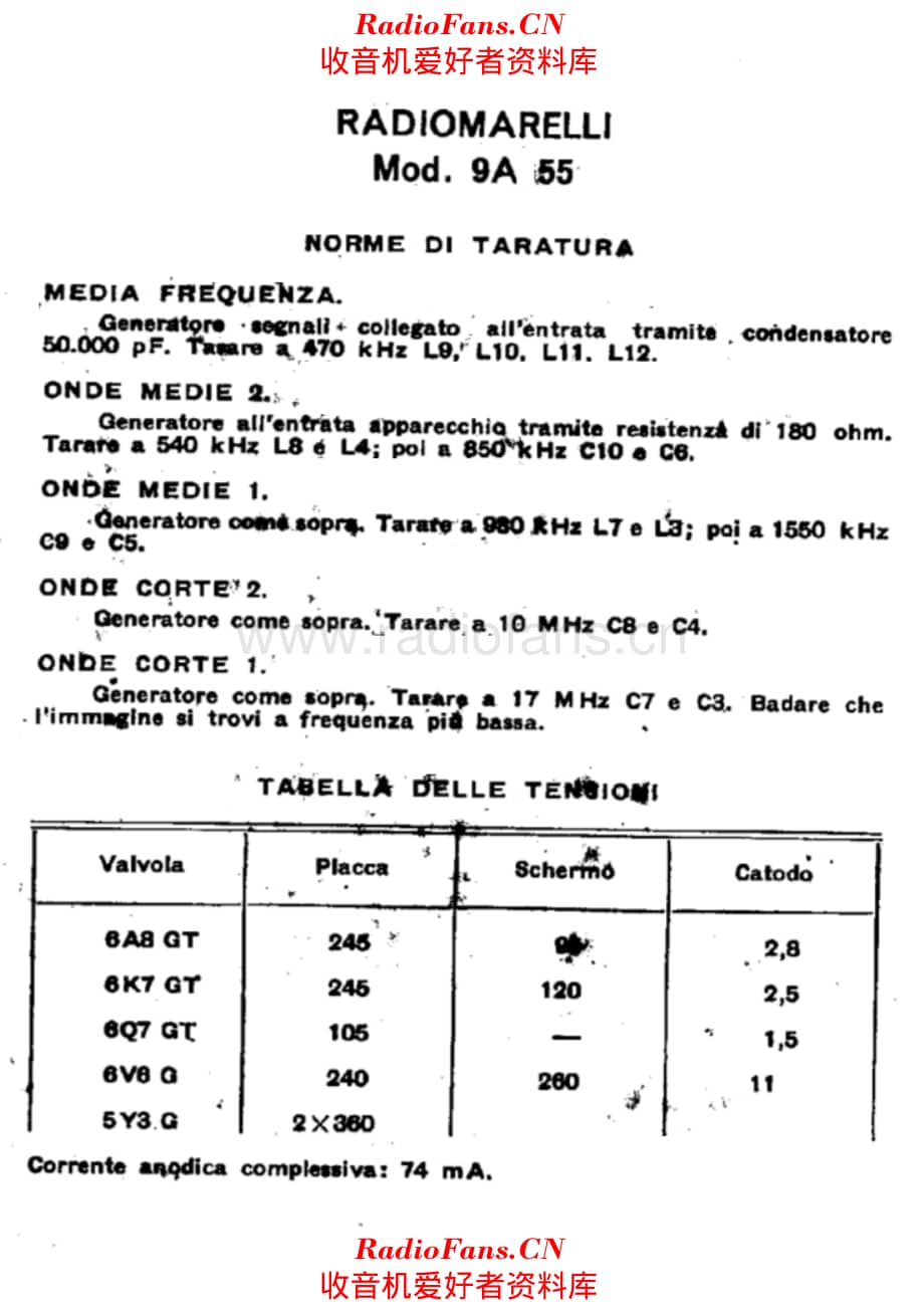 Radiomarelli 9A55 alignment II 电路原理图.pdf_第1页