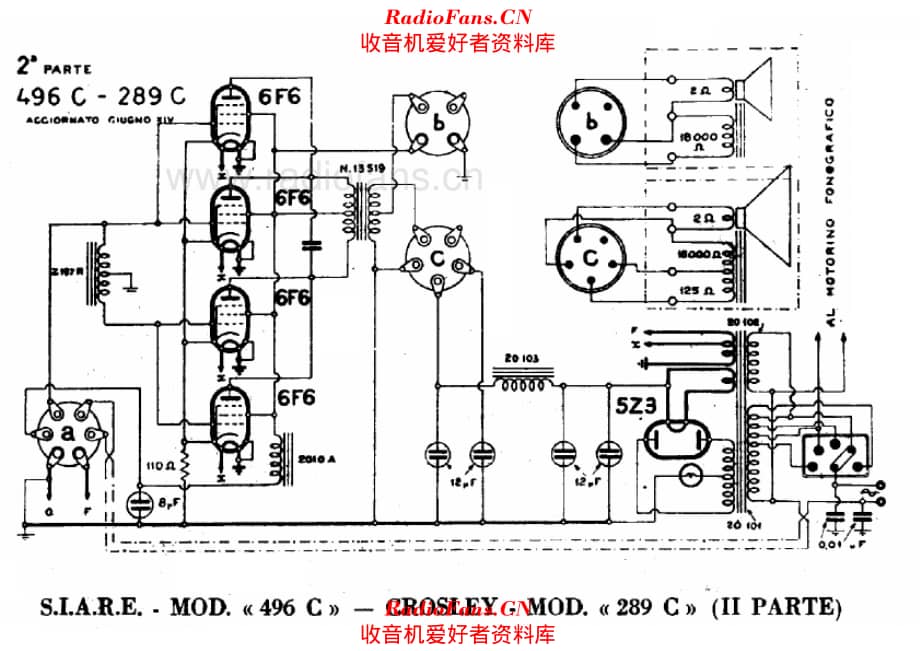 Siare 496C Crosley 289C - 2 of 2 电路原理图.pdf_第1页