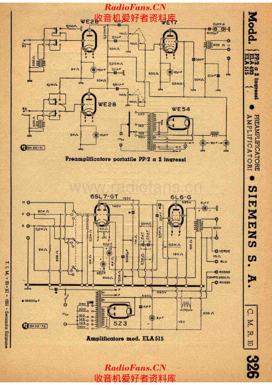 Siemens ELA515 Amplifier PP2 Preamplifier 电路原理图.pdf_第1页