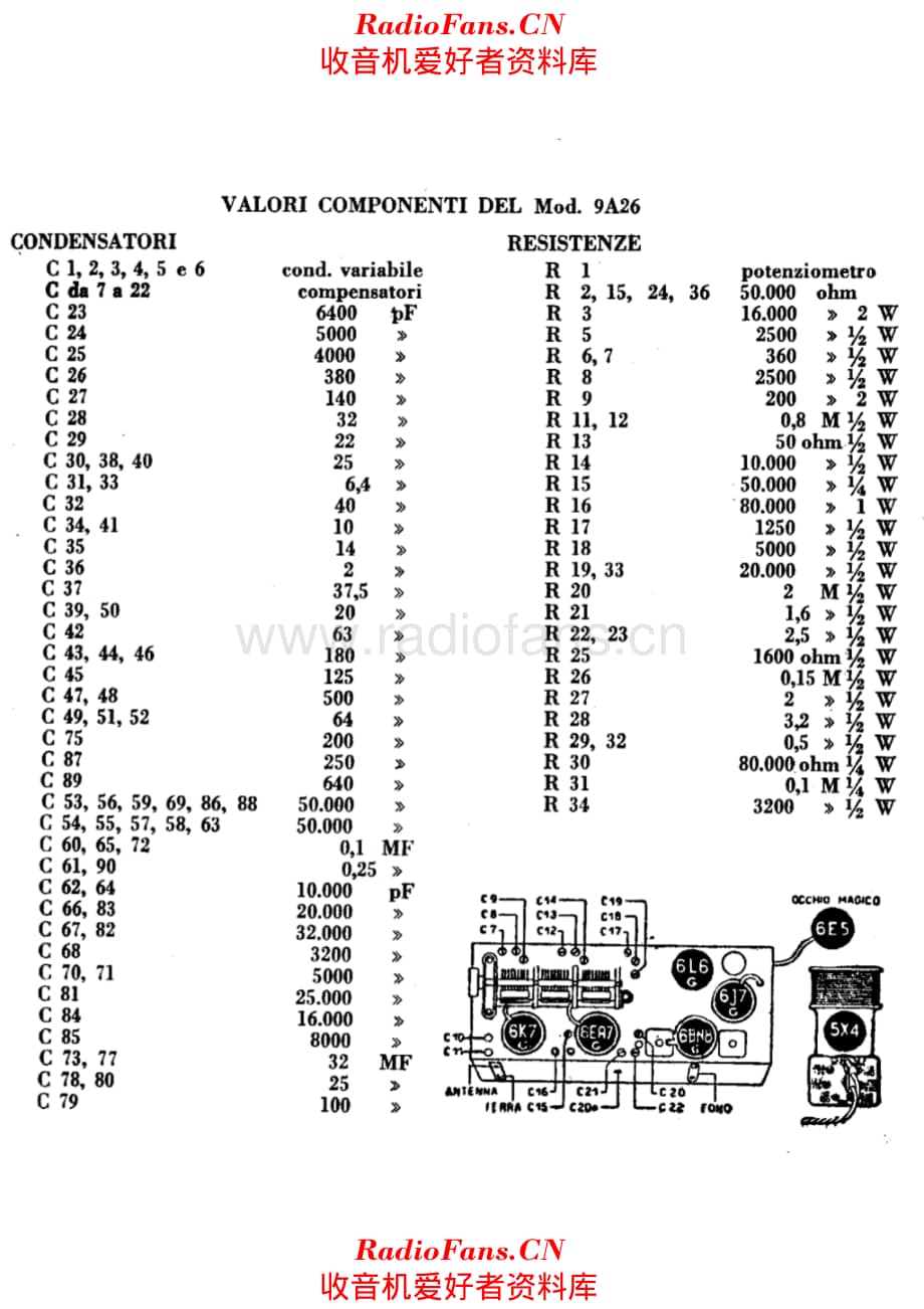 Radiomarelli 9A26 components 电路原理图.pdf_第1页