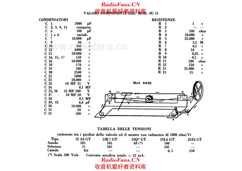 Radiomarelli 9U15 components 电路原理图.pdf_第1页