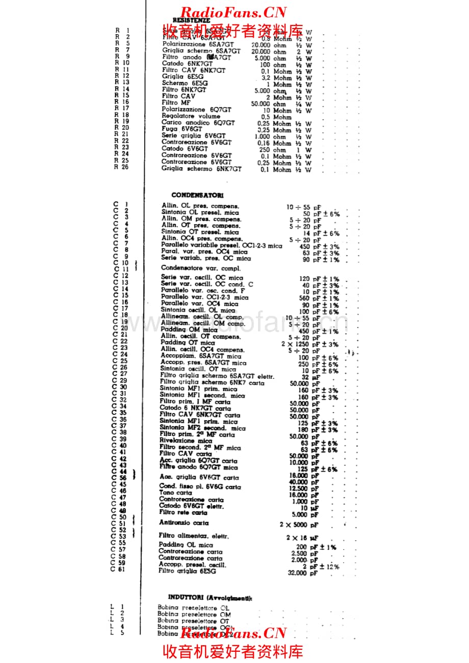 Radiomarelli 108B components 电路原理图.pdf_第1页