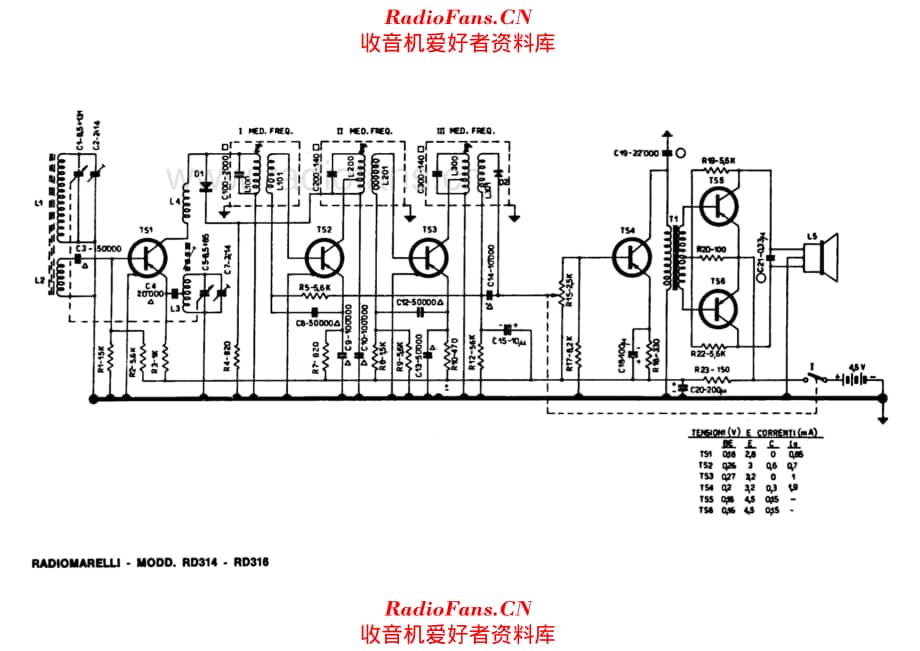 Radiomarelli RD314 RD316 电路原理图.pdf_第1页