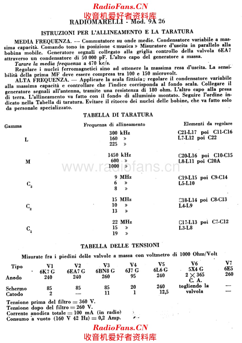 Radiomarelli 9A26 alignment 电路原理图.pdf_第1页