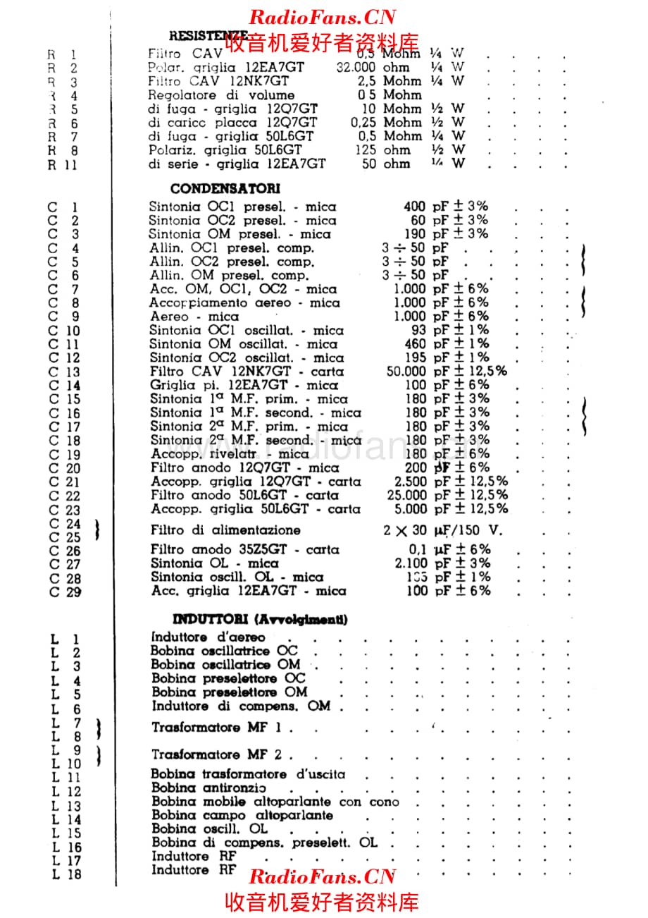 Radiomarelli 9U65D components 电路原理图.pdf_第1页