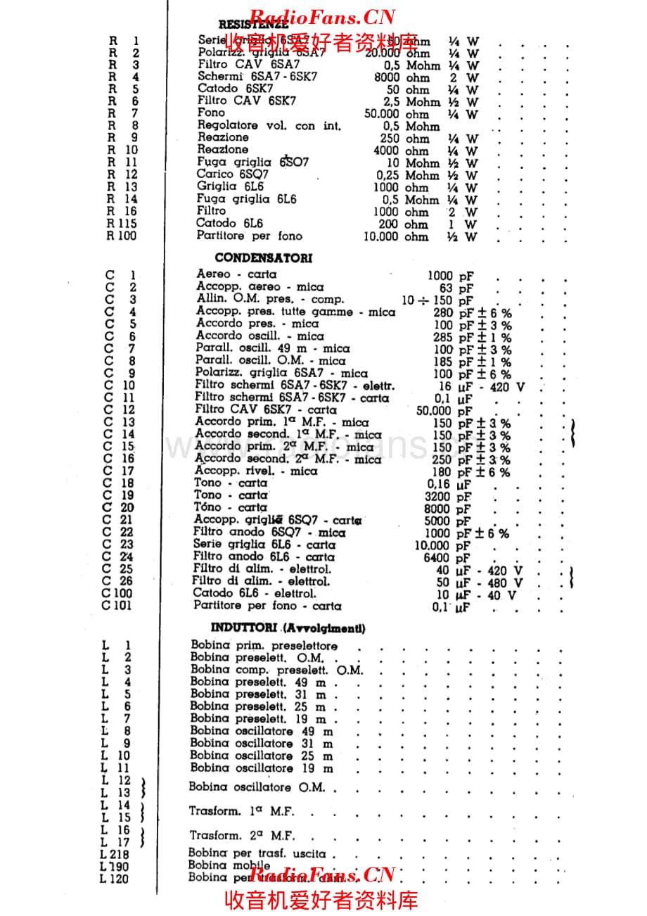 Radiomarelli 121B components 电路原理图.pdf_第1页