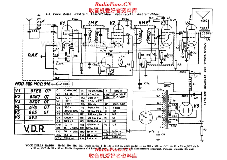 Voce della Radio 516 580 593 电路原理图.pdf_第1页