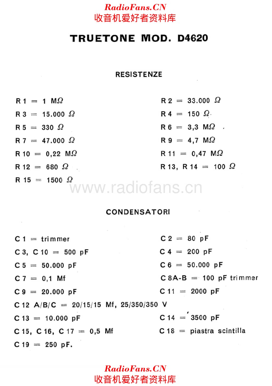 Truetone D4620 components 电路原理图.pdf_第1页