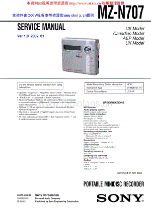 SONY MZ-N707电路原理图 .pdf