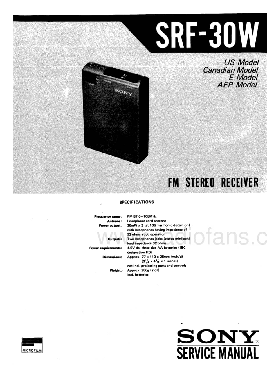 SONY SRF-30W Service Manual电路原理图 .pdf_第1页