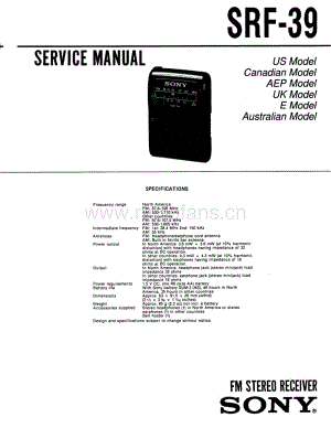 SONY SRF-39 Service Manual电路原理图 .pdf