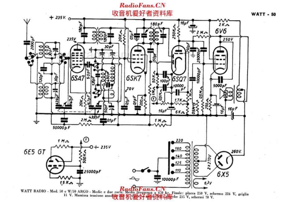 Watt Radio 50 - W-50 argo 电路原理图.pdf_第1页