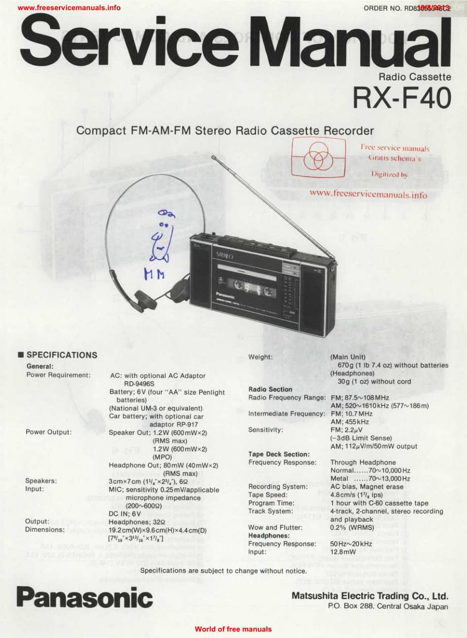 松下小收录机 rx-f40电路原理图 .pdf_第1页