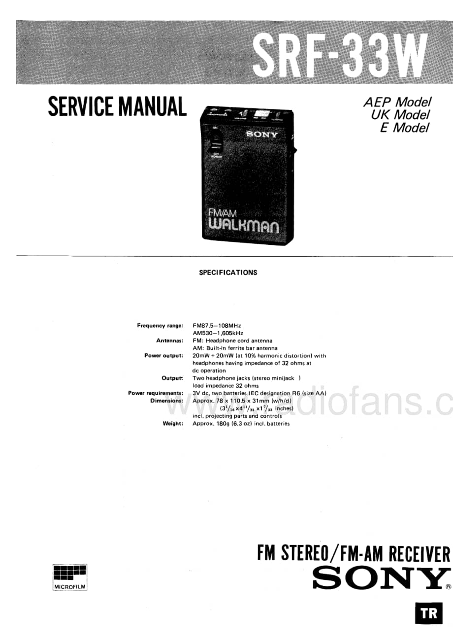 SONY SRF-33W Service Manual电路原理图 .pdf_第1页