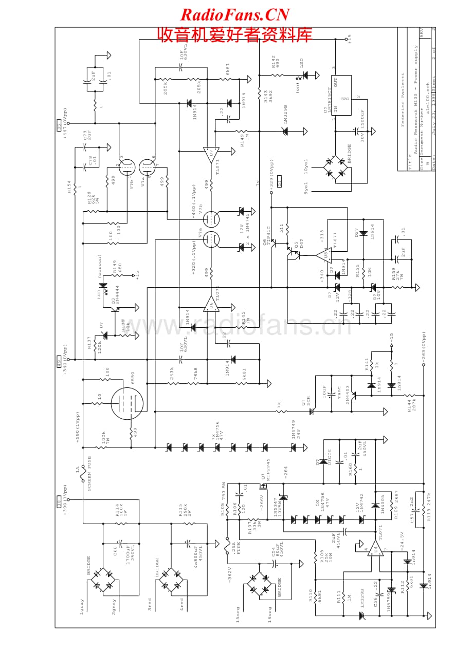 AudioResearch-M100-pwr-sch维修电路原理图.pdf_第2页