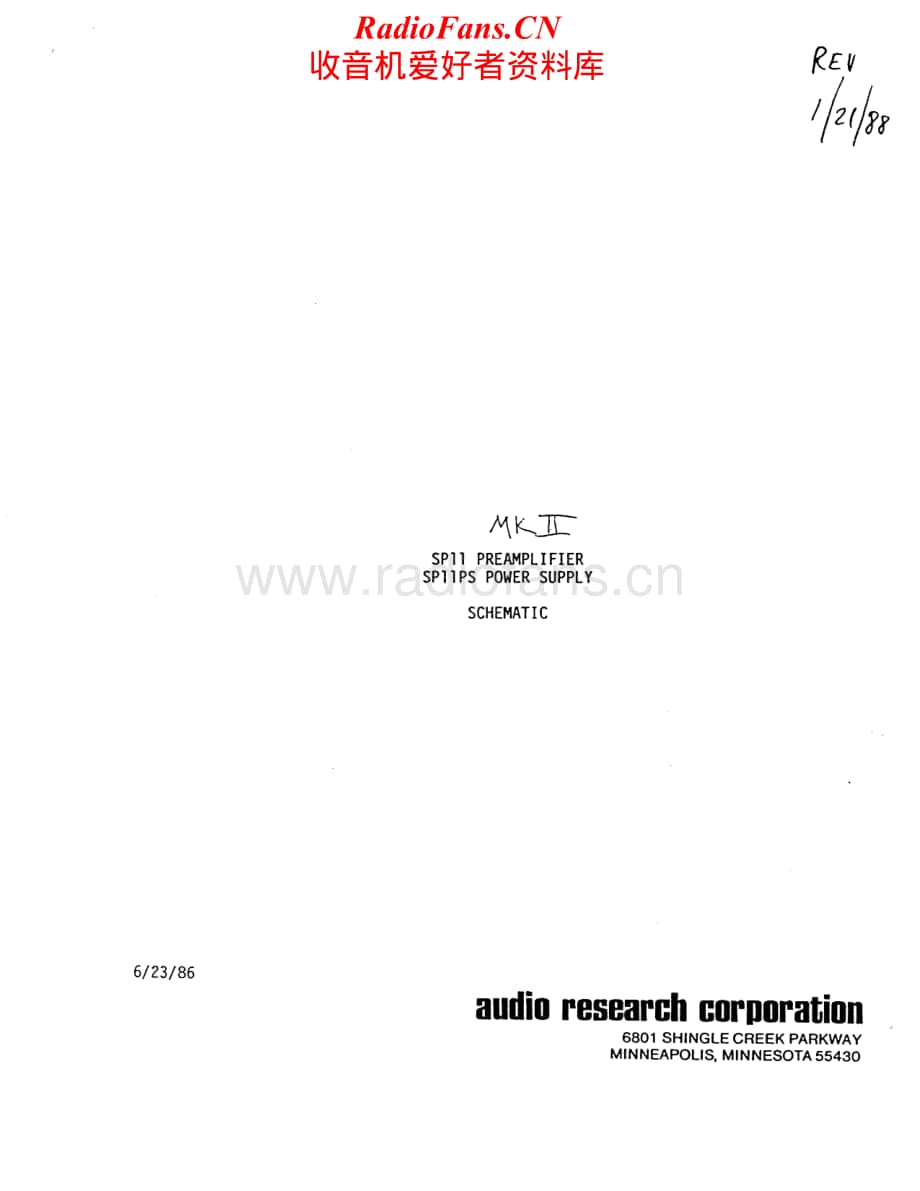 AudioResearch-SP11MKII-pre-sch维修电路原理图.pdf_第1页