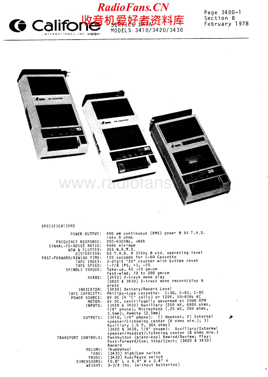 Califone-3410-tape-sm维修电路原理图.pdf_第1页