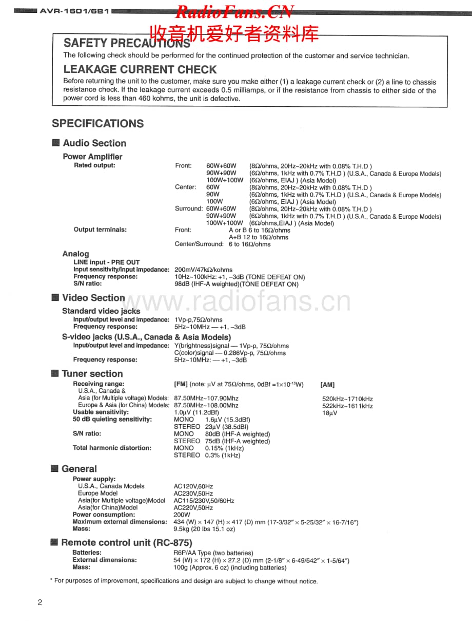 Denon-AVR1601-avr-sm维修电路原理图.pdf_第2页