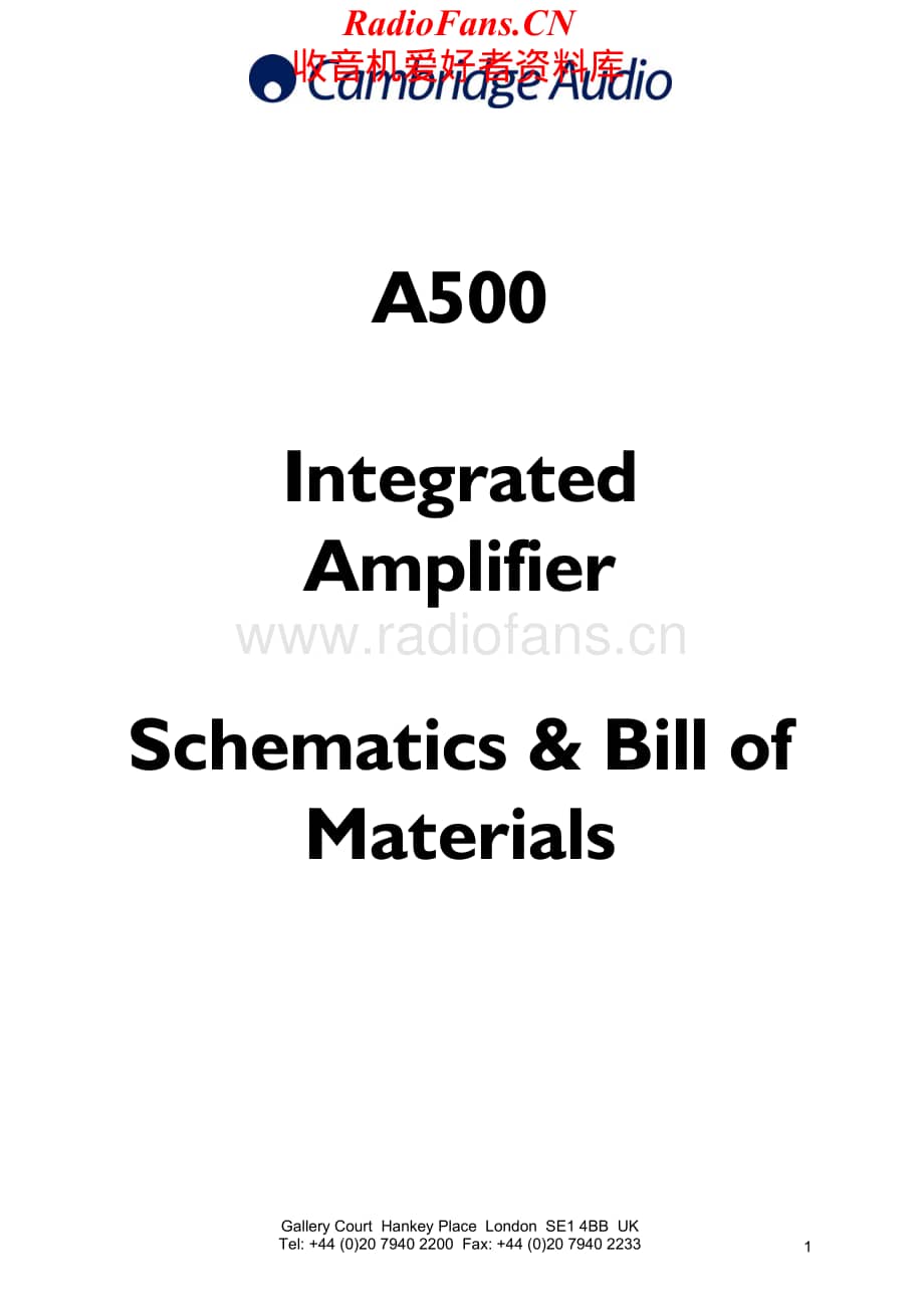 Cambridge-A500-int-sch维修电路原理图.pdf_第1页