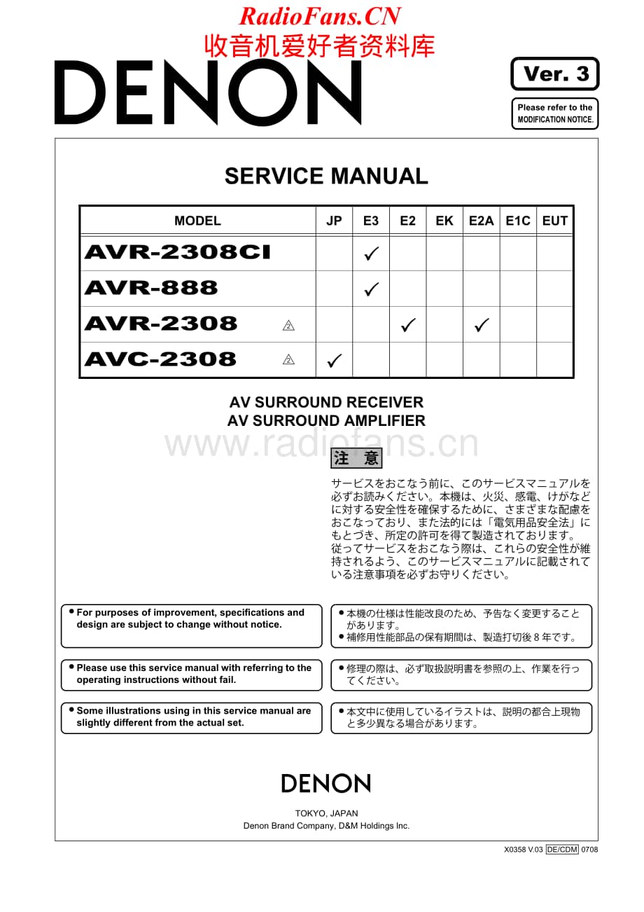 Denon-AVC2308CI-avr-sm维修电路原理图.pdf_第1页