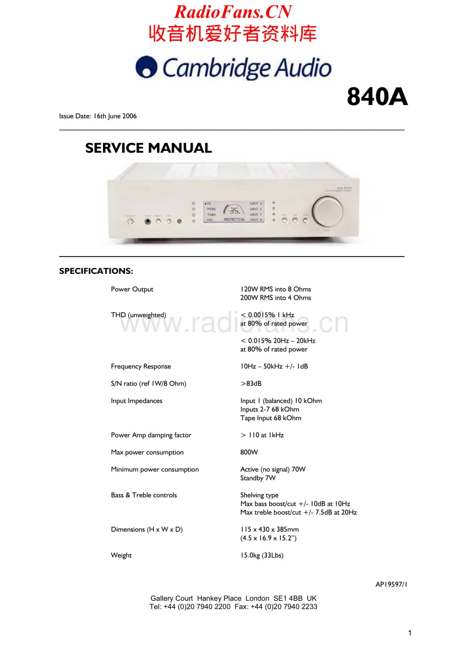 Cambridge-840A-int-sm维修电路原理图.pdf_第1页