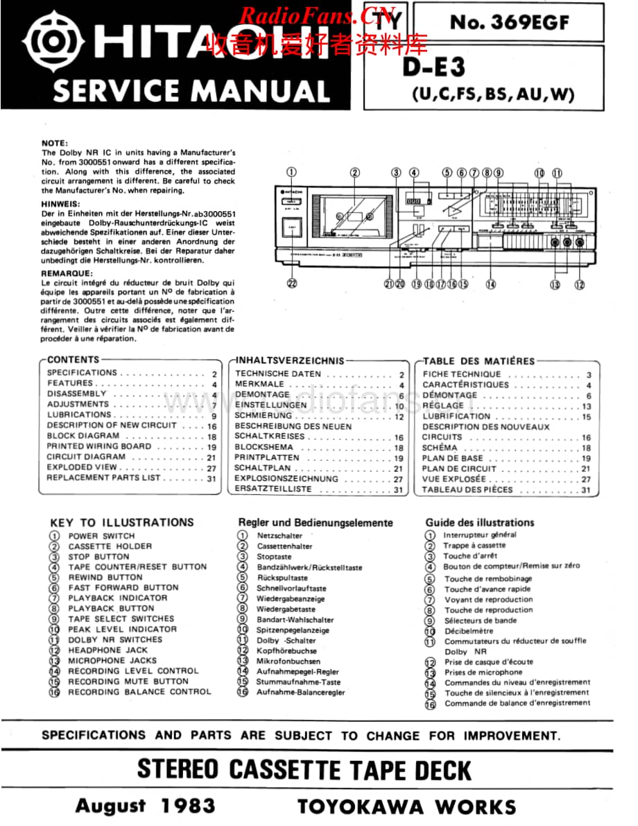 Hitachi-DE3-tape-sm维修电路原理图.pdf_第1页