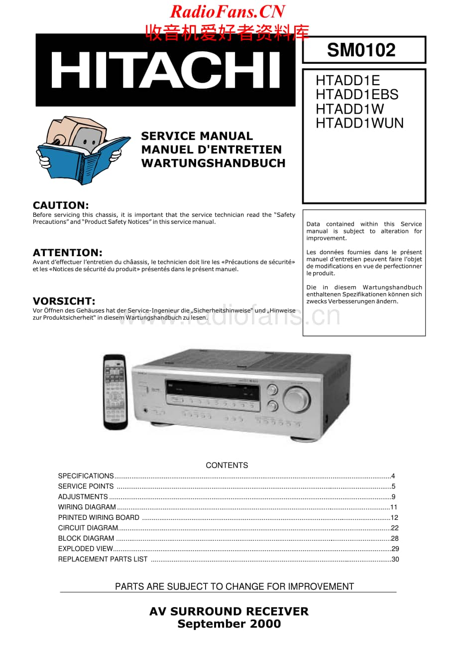 Hitachi-HTADD1W-avr-sm维修电路原理图.pdf_第1页