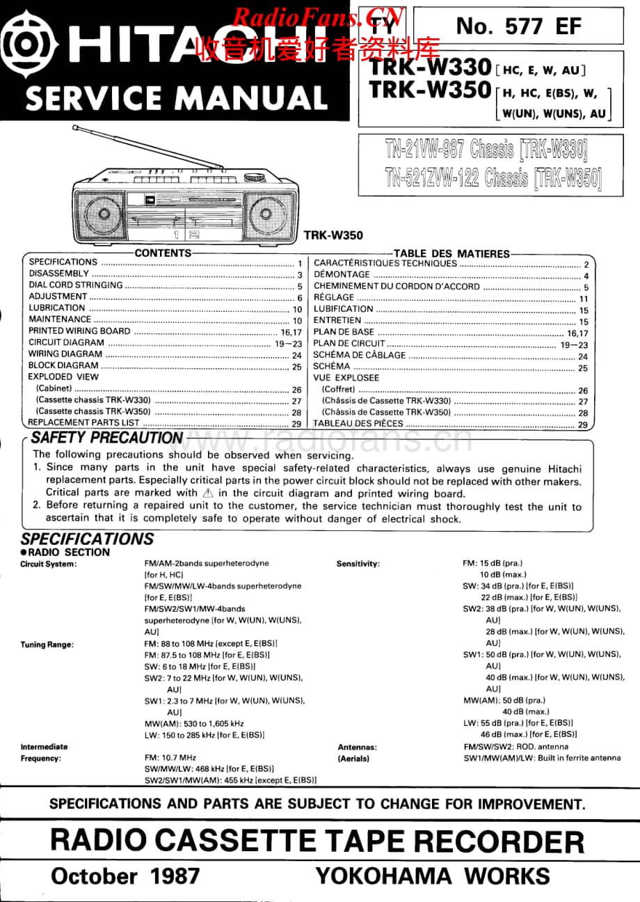 Hitachi-TRKW330-pr-sm维修电路原理图.pdf_第1页