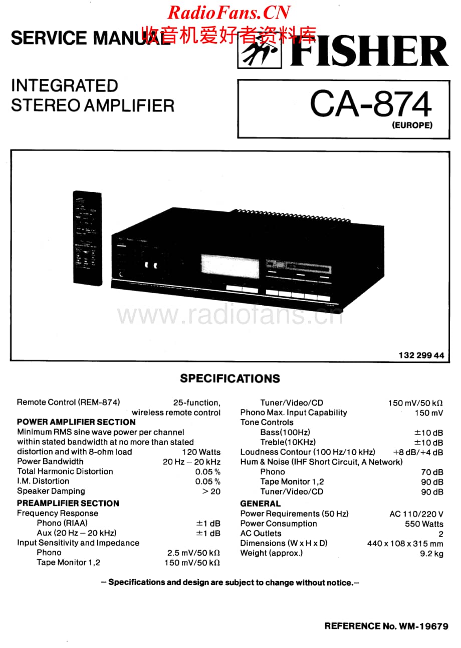 Fisher-CA874-int-sm维修电路原理图.pdf_第1页