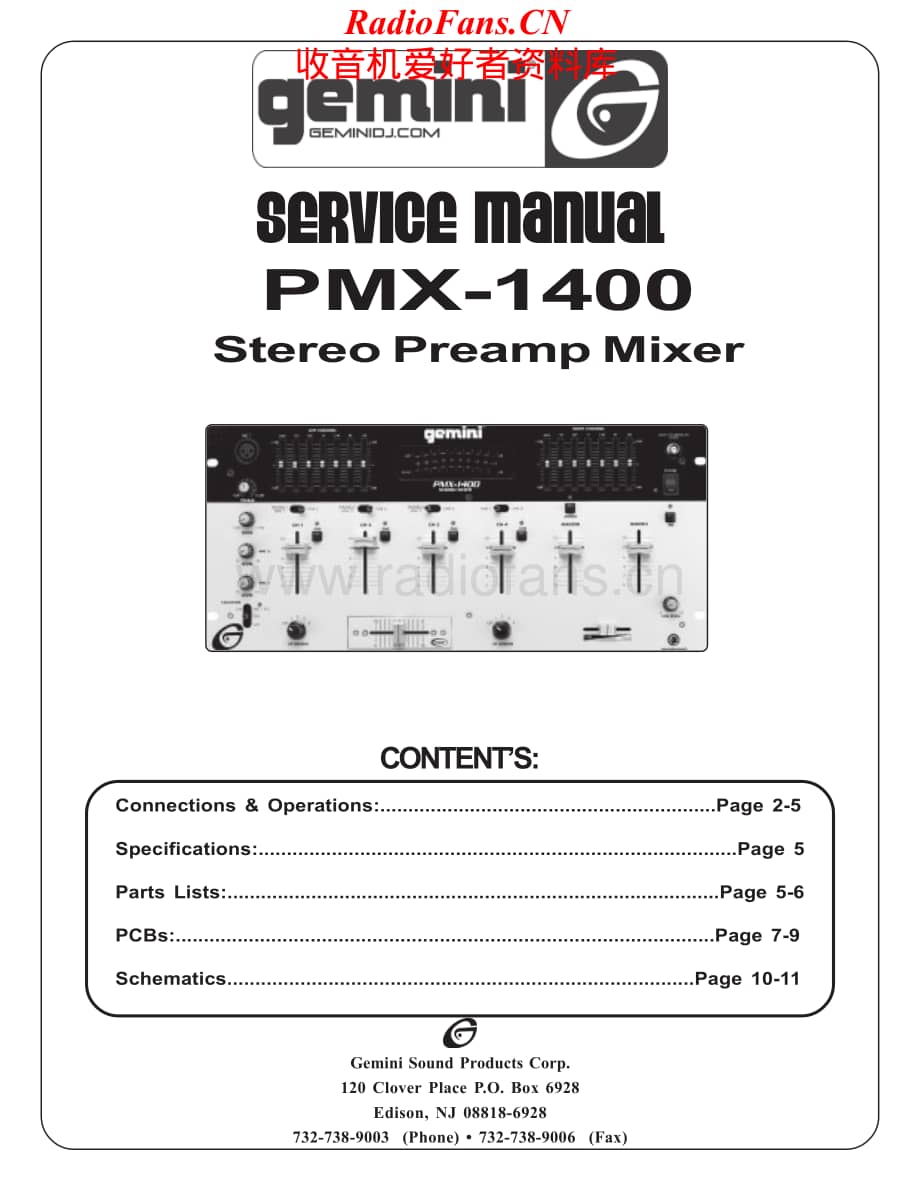 Gemini-PMX1400-mix-sm维修电路原理图.pdf_第1页