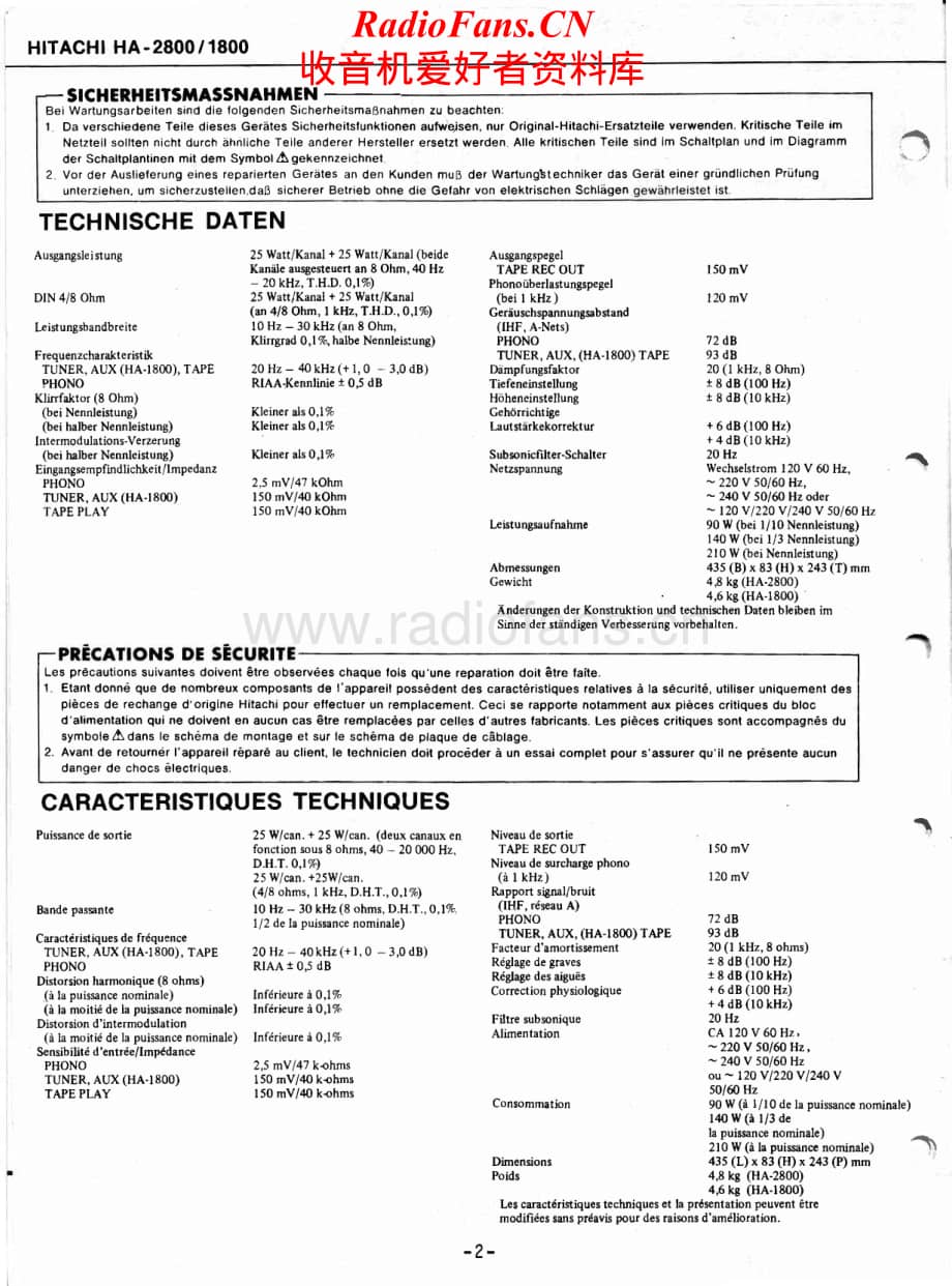 Hitachi-HA1800-int-sm维修电路原理图.pdf_第2页