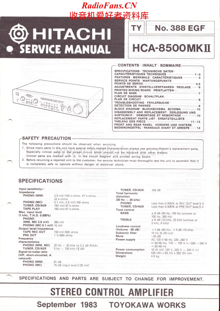 Hitachi-HCA8500MK3-pre-sm维修电路原理图.pdf_第1页