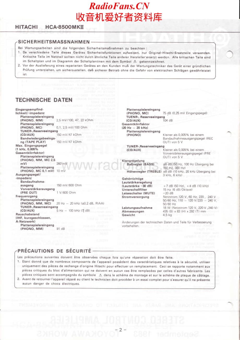 Hitachi-HCA8500MK3-pre-sm维修电路原理图.pdf_第2页