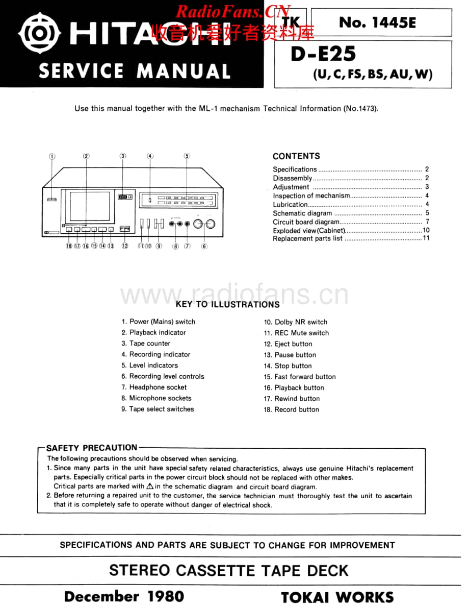 Hitachi-DE25-tape-sm维修电路原理图.pdf_第1页