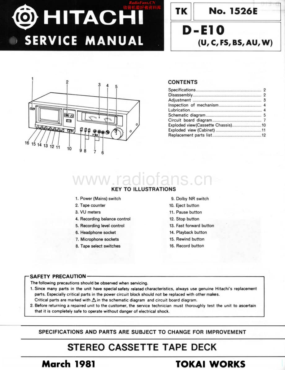 Hitachi-DE10-tape-sch维修电路原理图.pdf_第1页