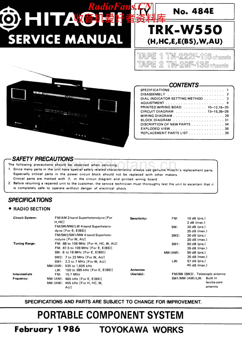 Hitachi-TRKW550-pr-sm维修电路原理图.pdf_第1页