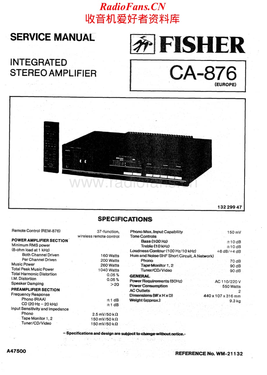 Fisher-CA876-int-sm维修电路原理图.pdf_第1页