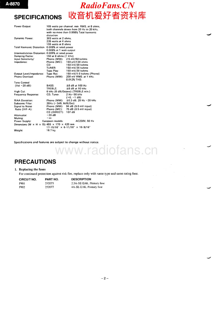 Onkyo-A8870-int-sm维修电路原理图.pdf_第2页